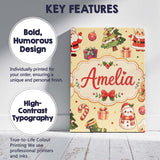 Personalised Name Cute Santa Claus Mrs Custom  Modern Room Accent Elegant Feature Canvas Wall Art Print Decor Picture Ready to Hang
