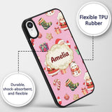 Cute Santa Claus Mrs Snowman Gift Candy on Pink Custom Name Protective Phone Case Mobile Cover Durable Everyday Smartphone Shock Resistant