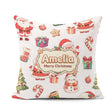 Custom Name Cute Santa Claus Mrs Candy on Light Grey Background Square Filled Cushion Throw Pillow Sofa Bed Home Decor Zip Washable UK Made
