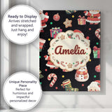Personalised Name Cute Santa Claus Mrs Custom  Modern Room Accent Elegant Feature Canvas Wall Art Print Decor Picture Ready to Hang
