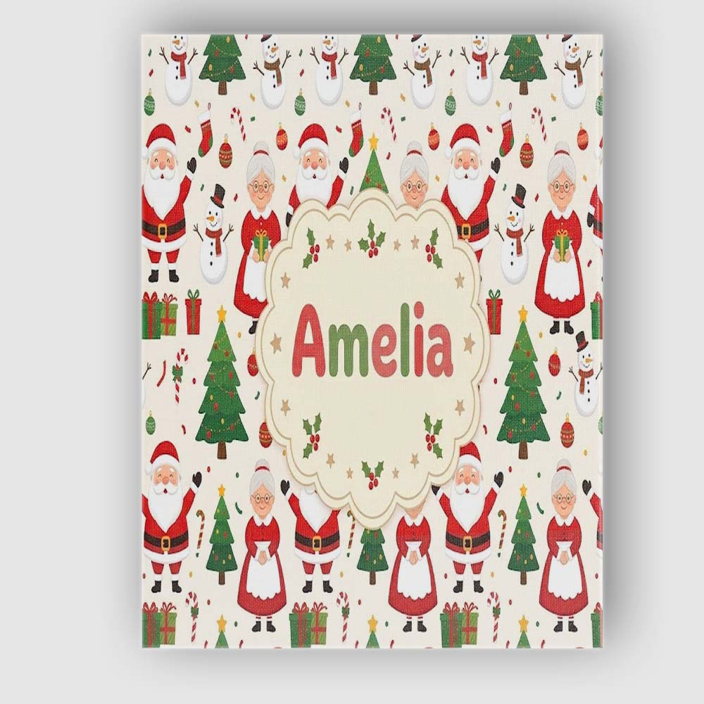Personalised Name Santa Claus Mrs Snowman Custom  Unique Gift Idea Elegant Feature Canvas Wall Art Print Decor Picture Ready to Hang