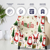 Santa Claus Mrs Snowman Gift Candy Confetti on White Background  Personalised Custom Name Super Soft Fleece Blanket Bed Sofa Throw