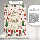 Santa Claus Mrs Snowman Gift Candy Confetti on White Background  Personalised Custom Name Super Soft Fleece Blanket Bed Sofa Throw