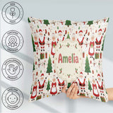 Custom Name Santa Claus Mrs Snowman Gift Candy Confetti on White Square Filled Cushion Throw Pillow Sofa Bed Home Decor Zip Washable UK Made