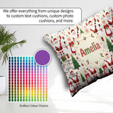 Custom Name Santa Claus Mrs Snowman Gift Candy Confetti on White Square Filled Cushion Throw Pillow Sofa Bed Home Decor Zip Washable UK Made