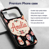 Snowman Snow Globe Poinsettia Winter Christmas on Custom Name Protective Phone Case Mobile Cover Durable Everyday Smartphone Shock Resistant