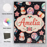 Personalised Name Snowman Snow Globe Custom Premium Decorative Design Modern Room Accent Canvas Wall Art Print Decor Picture Ready to Hang