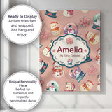 Personalised Name Snowman Snow Globe Custom Premium Decorative Design Modern Room Accent Canvas Wall Art Print Decor Picture Ready to Hang
