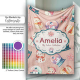 Snowman Snow Globe Poinsettia Winter Christmas on Peach Background  Personalised Custom Name Super Soft Fleece Blanket Bed Sofa Throw
