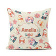 Custom Name Snowman Snow Globe Poinsettia Winter Christmas Cream Square Filled Cushion Throw Pillow Sofa Bed Home Decor Zip Washable UK Made