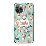 Snowman Snow Globe Poinsettia Winter Christmas on Custom Name Protective Phone Case Mobile Cover Durable Everyday Smartphone Shock Resistant