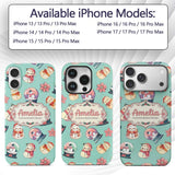 Snowman Snow Globe Poinsettia Winter Christmas on Custom Name Protective Phone Case Mobile Cover Durable Everyday Smartphone Shock Resistant