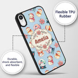 Snowman Snow Globe Poinsettia Winter Christmas on Custom Name Protective Phone Case Mobile Cover Durable Everyday Smartphone Shock Resistant