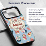 Snowman Snow Globe Poinsettia Winter Christmas on Custom Name Protective Phone Case Mobile Cover Durable Everyday Smartphone Shock Resistant