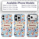 Snowman Snow Globe Poinsettia Winter Christmas on Custom Name Protective Phone Case Mobile Cover Durable Everyday Smartphone Shock Resistant