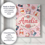 Personalised Name Snowman Snow Globe Custom Premium Decorative Design Modern Room Accent Canvas Wall Art Print Decor Picture Ready to Hang