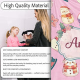 Cute Snowman Snow Globe Poinsettia Christmas on Mauve Pink  Personalised Custom Name Super Soft Fleece Blanket Bed Sofa Throw