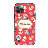 Cute Snowman Snow Globe Poinsettia Printed Design Custom Name Protective Phone Case Mobile Cover Durable Everyday Smartphone Shock Resistant