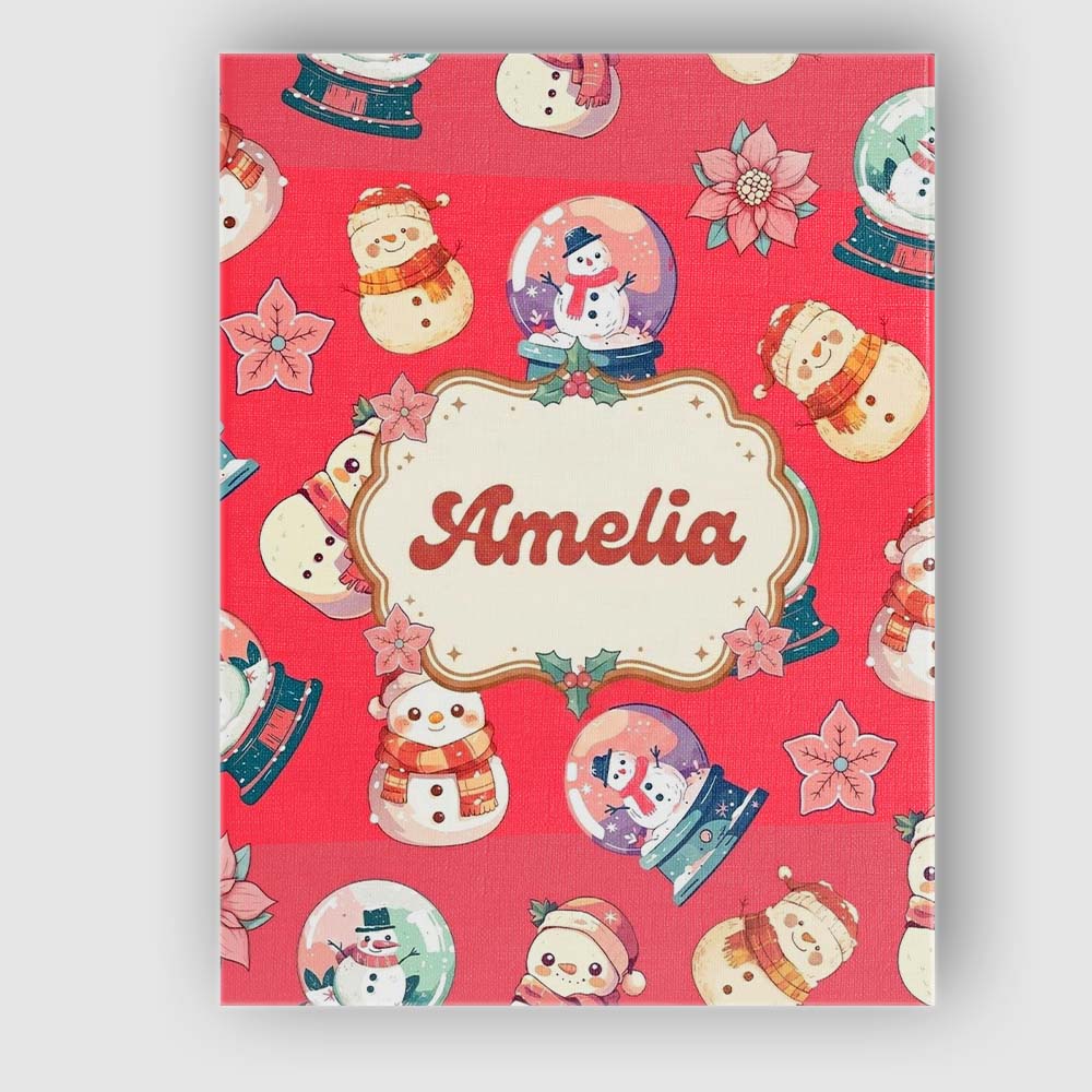 Personalised Name Cute Snowman Snow Globe Custom  Unique Gift Idea Elegant Feature Canvas Wall Art Print Decor Picture Ready to Hang