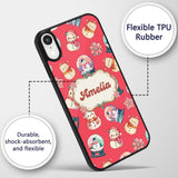 Cute Snowman Snow Globe Poinsettia Printed Design Custom Name Protective Phone Case Mobile Cover Durable Everyday Smartphone Shock Resistant
