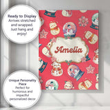 Personalised Name Cute Snowman Snow Globe Custom  Unique Gift Idea Elegant Feature Canvas Wall Art Print Decor Picture Ready to Hang