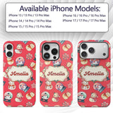 Cute Snowman Snow Globe Poinsettia Printed Design Custom Name Protective Phone Case Mobile Cover Durable Everyday Smartphone Shock Resistant