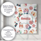 Personalised Name Cute Snowman Snow Globe Custom  Unique Gift Idea Elegant Feature Canvas Wall Art Print Decor Picture Ready to Hang