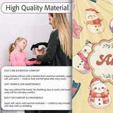 Cute Snowman Snow Globe Poinsettia Christmas on Warm Beige  Personalised Custom Name Super Soft Fleece Blanket Bed Sofa Throw