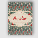 Personalised Name Abstract Watercolor Christmas Trees Green Artistic Custom  Home Canvas Wall Art Print Decor Picture Ready to Hang