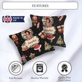 Custom Name Nutcracker Wreath Cake Girl Tree on Black Background Square Filled Cushion Throw Pillow Sofa Bed Home Decor Zip Washable UK Made
