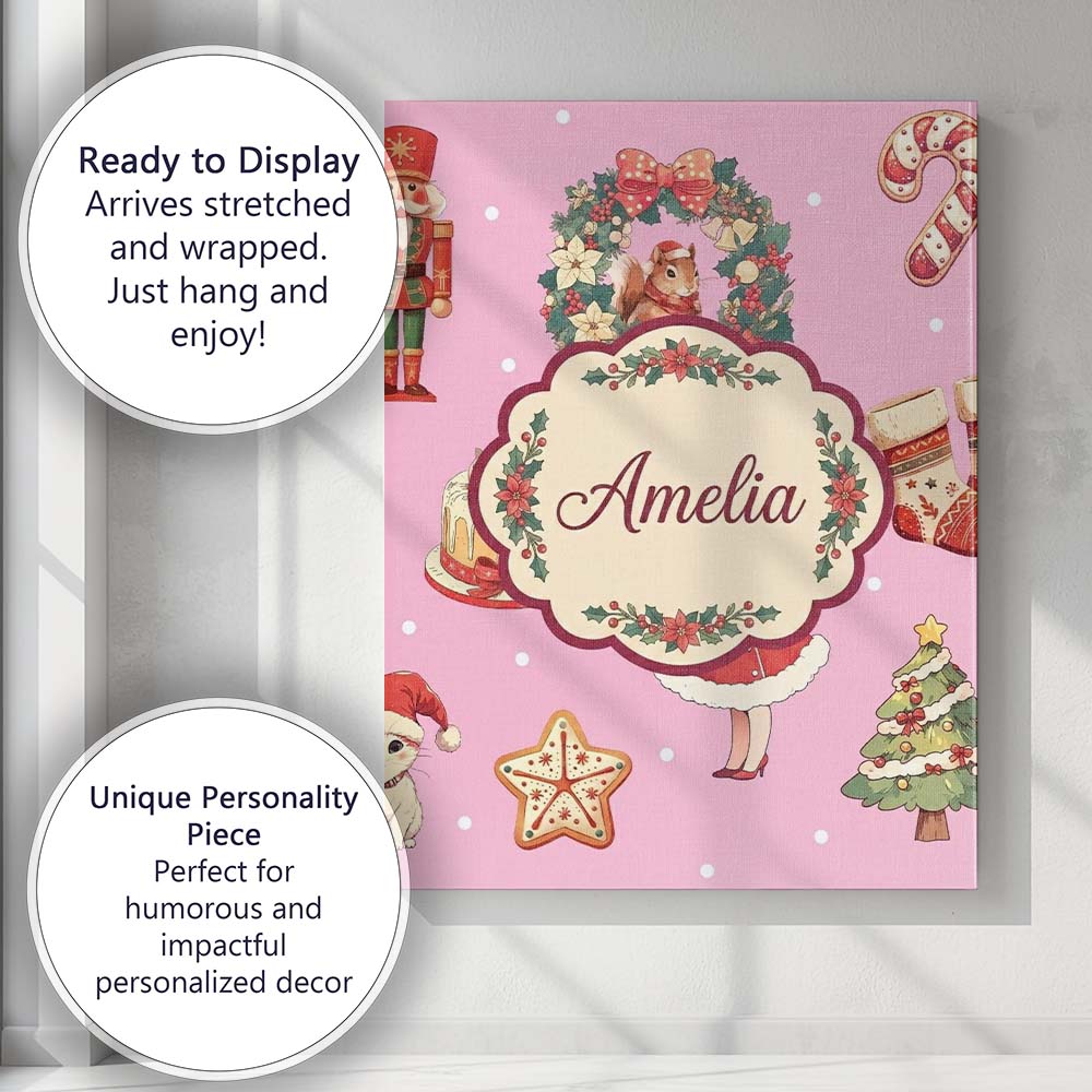 Personalised Name Nutcracker Wreath Cake Custom  Unique Gift Idea Elegant Feature Canvas Wall Art Print Decor Picture Ready to Hang