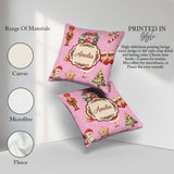 Custom Name Nutcracker Wreath Cake Girl on Pink with Polka Dots Square Filled Cushion Throw Pillow Sofa Bed Home Decor Zip Washable UK Made