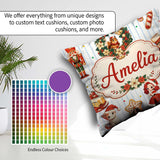 Custom Name Nutcracker Wreath Cake Girl Christmas Tree on Stripe Square Filled Cushion Throw Pillow Sofa Bed Home Decor Zip Washable UK Made