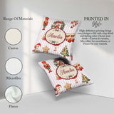 Custom Name Nutcracker Wreath Cake Girl Christmas Tree on Stripe Square Filled Cushion Throw Pillow Sofa Bed Home Decor Zip Washable UK Made