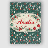 Personalised Name Minimal Christmas Trees Polka Dot Green Seamless Custom  Unique Canvas Wall Art Print Decor Picture Ready to Hang
