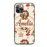 Nutcracker Wreath Cake Girl Christmas Tree on Custom Name Protective Phone Case Mobile Cover Durable Everyday Smartphone Shock Resistant