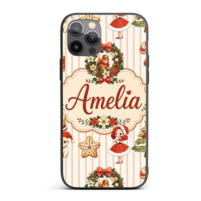 Nutcracker Wreath Cake Girl Christmas Tree on Custom Name Protective Phone Case Mobile Cover Durable Everyday Smartphone Shock Resistant