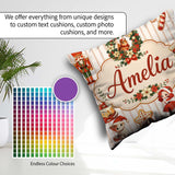 Custom Name Nutcracker Wreath Cake Girl Christmas Tree on Stripe Square Filled Cushion Throw Pillow Sofa Bed Home Decor Zip Washable UK Made
