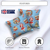 Custom Name Nutcracker Wreath Cake Girl on Blue with Snow Dots Square Filled Cushion Throw Pillow Sofa Bed Home Decor Zip Washable UK Made