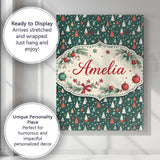 Personalised Name Minimal Christmas Trees Polka Dot Green Seamless Custom  Unique Canvas Wall Art Print Decor Picture Ready to Hang