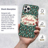 Minimal Christmas Trees Polka Dot Green Seamless Custom Name Protective Phone Case Mobile Cover Durable Everyday Smartphone Shock Resistant