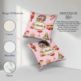 Custom Name Nutcracker Wreath Cake Girl Soft Pink with Snow Dots Square Filled Cushion Throw Pillow Sofa Bed Home Decor Zip Washable UK Made