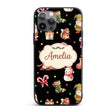 Christmas Gnome Reindeer Snowman Gift Candy Cane Custom Name Protective Phone Case Mobile Cover Durable Everyday Smartphone Shock Resistant