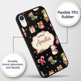 Christmas Gnome Reindeer Snowman Gift Candy Cane Custom Name Protective Phone Case Mobile Cover Durable Everyday Smartphone Shock Resistant