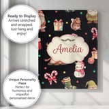 Personalised Name Christmas Gnome Reindeer Custom  Unique Gift Idea Elegant Feature Canvas Wall Art Print Decor Picture Ready to Hang