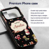 Christmas Gnome Reindeer Snowman Gift Candy Cane Custom Name Protective Phone Case Mobile Cover Durable Everyday Smartphone Shock Resistant