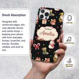 Christmas Gnome Reindeer Snowman Gift Candy Cane Custom Name Protective Phone Case Mobile Cover Durable Everyday Smartphone Shock Resistant