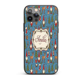 Christmas Gnome Reindeer Snowman Gift on Blue Custom Name Protective Phone Case Mobile Cover Durable Everyday Smartphone Shock Resistant