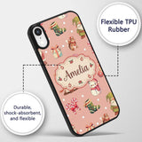Christmas Gnome Reindeer Snowman Gift on Peach Custom Name Protective Phone Case Mobile Cover Durable Everyday Smartphone Shock Resistant