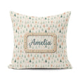 Custom Name Pastel Christmas Trees Scandinavian Neutral Seamless Square Filled Cushion Throw Pillow Sofa Bed Home Decor Zip Washable UK Made